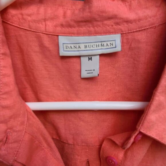 Dana Buchman Peach Linen Sleeveless Button Down Blouse size Medium - Picture 2 of 6